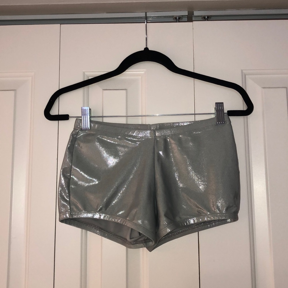 Silver spandex shorts